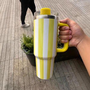 Tasses et mugs isothermes en acier inoxydable à double paroi de 40 oz, avec logo personnalisé et rayures, vente chaude - Product Image 4