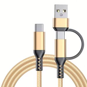 Cable de Carga y Datos USB 2 en 1 de 2 Metros (6 Pies), Tipo C a Tipo C y USB-A, 3A, Aleación de Aluminio, Trenzado de Nailon, para Teléfonos Móviles - Product Image 1