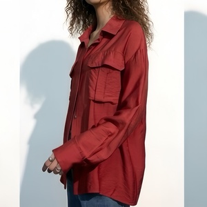 Camisa de mezclilla modal de punto oversize para mujer, manga larga, ajuste holgado, estilo casual, ropa urbana ecológica, logotipo personalizado OEM ODM - Product Image 2