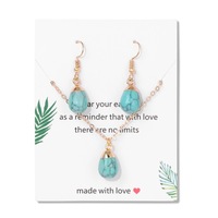 Boucles d'oreilles et collier géométriques unisexes en alliage de pierre artificielle turquoise, style minimaliste, tendance transfrontalière Europe-Amérique