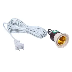 E26 e27 plastic lamp socket us plug in electrical cable cloth covered wire cord set