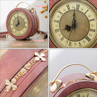 Sac à main rond petit format pour femme, style vintage britannique 2025, avec montre créative intégrée, étanche, fermeture éclair, tendance et ludique, best-seller