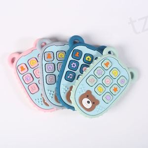Juego de mordedores de silicona para bebés, suaves, de grado alimenticio, con botón de simulación de control remoto y mango, juguetes sensoriales de simulación - Product Image 3