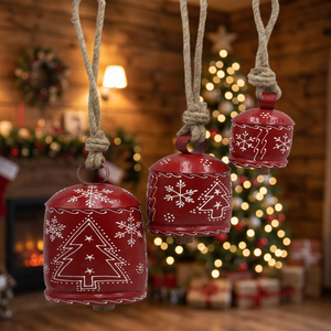 Red Iron Christmas Tag with <b>Snowflake</b> Tree Cross Design Hanging <b>Decorations</b> for Holiday and Valentine's Day - Product Image 5