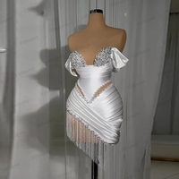 Robes de cocktail en cristal ivoire, plissées, droites, mini, robes de bal de fin d'année, robes d'anniversaire, satin de luxe, 2025, Blackgirl, personnalisées