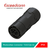 Connecteur AC rond à visser femelle 5 broches 32A IP68 personnalisé pour les connexions AC des onduleurs solaires