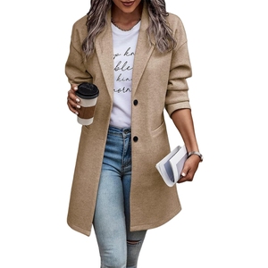 Abrigo de Mujer de Color Sólido con Solapa Larga y Cierre de un Solo Botón, a la Moda - Product Image 3