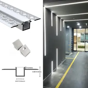 53*14MM elektronik desain Drywall menggunakan Strip saluran plester gipsum arsitektur profil Led ekstrusi Aluminium