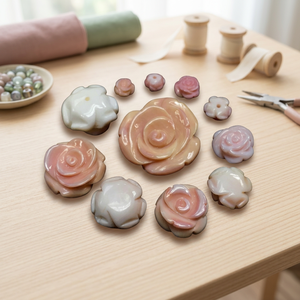 ลูกปัดเปลือกหอยทรงดอกกุหลาบธรรมชาติสำหรับงานฝีมือ - Product Image 3