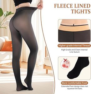 KTS-9 Factory Custom Sheer Fleece Lined <strong>Tights</strong> for <strong>Women</strong> Fake Translucent Winter Thermal Pantyhose Thick High Waist Leggings - Product Image 1