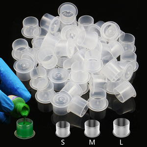 1000 unidades de vasos de plástico transparentes para tinta de tatuaje, de 17mm, 14mm y 11mm, con base autoestable, para pigmento de tatuaje - Product Image 3