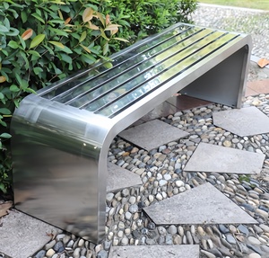 Çağdaş Modern tasarım paslanmaz çelik Park bankı sandalyeler açık veranda mobilya okul bekleyen dinlenme fabrika toptan - Product Image 2