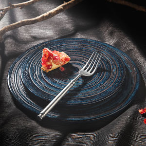 OEM ODM Accepté YAYU Four Transmutation Noir Bleu Porcelaine Plat De Service Plat avec <span class=keywords><strong>Cercle</strong></span> Design Chine Assiette À Dessert Céramique - Product Image 2