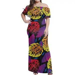 2023 Neuheiten Damen Mode Kleidung Stile Monstera Print Sexy Off The Shoulder Kleider Frauen Casual European Evening Dress