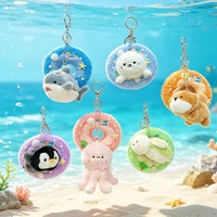 Pendentif en peluche Pingouin de la bande de breloques, allongé et tournoyant en cercle, porte-clés amusant sur le thème de l'aquarium, en polyester, 15 cm