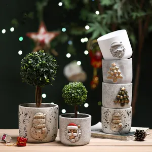 2024 maceta de cerámica de Navidad caliente, regalos XMS macetas pequeñas para plantas, lindas macetas de escritorio para decoración del hogar