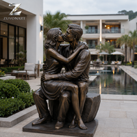 Statue de couple en bronze grandeur nature, sculpture personnalisée de figure humaine, installation d'art public pour jardin extérieur, fabricant, usine