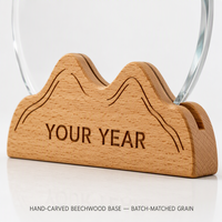 Nouveau trophée en cristal de style chinois en forme de sommet de montagne, sur mesure, en bois massif, design créatif haut de gamme, exsudant de la grandeur