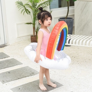 Flotador para niños Fila arcoíris Ballena sonriente Sombrilla Barco Piscina Anillo de natación para bebés hecho a medida - Product Image 2