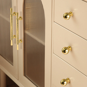 Hammered Brass Handles - Hammered <strong>Gold</strong> Finish Wardrobe <strong>Pulls</strong> &amp; Single Hole <strong>Drawer</strong> Knobs - Product Image 4