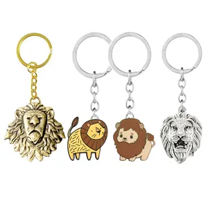 Customized Designs 3D Enamel Metal Cool Cute Animals Lion Key Chain Keyrings Keychains Holder Custom Lion Keychain Keyring