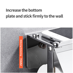 Sanga Stainless Steel Wall-mounted Multifunction Toilet Roll Standing Tissue Black Toilet <b>Paper</b> Holder With Phone Shelf - Product Image 4