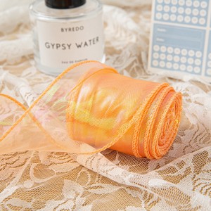 Pita Organza Iridescent 4/6cm dengan Pinggiran Terkunci untuk Pembungkus Kado Fairycore 10 Yard/gulung Grosir - Product Image 3