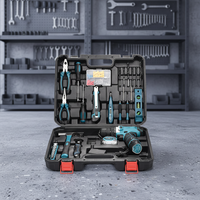 Ensemble d'outils combinés DEWEN, perceuse électrique sans fil à batterie lithium, comprend un jeu de douilles, une clé à cliquet et une barre coulissante, étui rigide