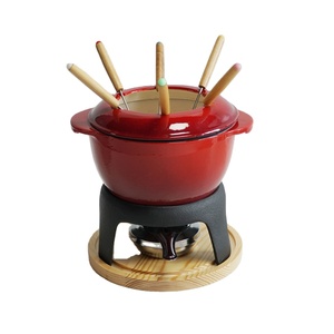 Offre Spéciale : Ensemble de 11 Pièces Mini Fondeuse en <span class=keywords><strong>Fonte</strong></span> Émaillée avec 6 Fourchettes, Couleur Personnalisable, pour Chocolat et Utilisation en Cuisine - Product Image 1