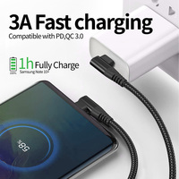 Cordon tressé en Nylon de qualité supérieure, 1M/2M/3M, 480Mbps, 3A, charge rapide, USB Type C 60W