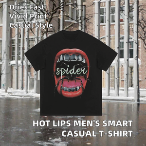 เสื้อยืดผู้ชาย Hot Lips สไตล์สมาร์ทแคชชวล ผ้าโพลีเอสเตอร์ 100% ทรงปกติ พิมพ์ลายดิจิทัล แห้งเร็ว กันยับ ดีไซน์สตรีทแวร์สุดเท่ - Product Image 2