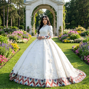 Vestido de Novia Musulmán Lscm75, Vestido de Encaje con Decoración de Patrones, Jancember - Product Image 1