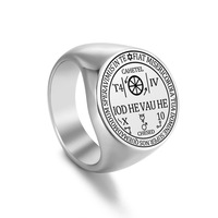 Bague de fiançailles classique en acier inoxydable doré, sceau du Seigneur Mammon, sceau de magie occulte, clé de Salomon, Asmoday