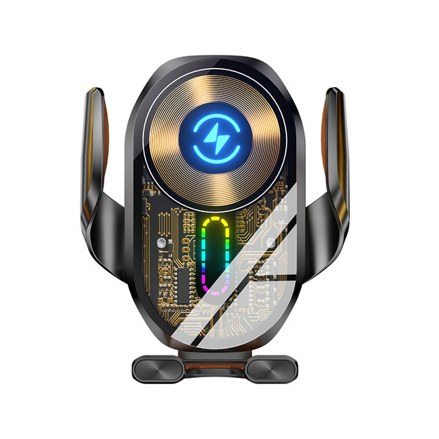 A5/A5E Three-Axis Linkage Transparent Car Mount Sound Activated Light up Electric Wireless 15W Fast Charging Charger