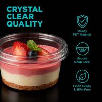 Voedselveilige 12oz transparante ronde dessert schaal met hoge, doorzichtige deksel, lekvrije plastic bak voor zelfgemaakte yoghurt tiramisu