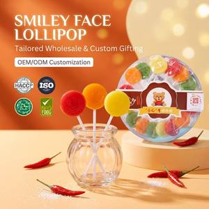 Bonbons <span class=keywords><strong>Smiley</strong></span> Face 5g préférés des enfants avec poudre aigre à tremper, emballage en boîte cadeau pour les fêtes d'anniversaire - Product Image 1