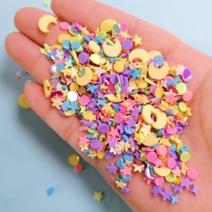 500g/Lote de Chispas de <span class=keywords><strong>Arcilla</strong></span> Polimérica de Colores con Forma de Estrella y Luna, Confeti para Manualidades, Decoración de Uñas, Fundas de Teléfono, Tarjetas y Relleno - Product Image 2