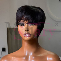 Perruques Économiques en Cheveux Naturels 100% Humains, Fabriquées à la Machine, Coupe Courte Pixie, Super Double Drawn, Cheveux Bruts Vietnamiens, pour Femmes Noires
