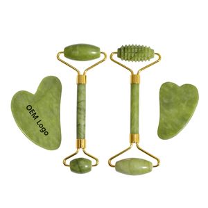 100% rodillo De Jade verde Xiuyan Natural y herramientas Gua Sha Facial Guasha Rodillo De Jade Rolelr rodillo De masaje De ojos para el cuidado de la piel - Product Image 5