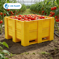 Bac de transport en plastique ventilé empilable de grande taille, de qualité alimentaire, réutilisable pour fruits et légumes, stockage à froid