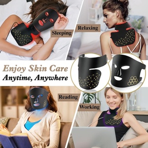 Masque facial LED infrarouge en silicone à 4 lumières différentes pour la thérapie par la lumière, masque anti-âge complet 4 dimensions à lumière rouge - Product Image 4