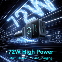 Lecteur MP3 pour voiture avec Bluetooth et chargeur de voiture rétractable 72W pour la diffusion de musique sans fil et les appels mains libres dans les véhicules