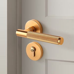 Set di Maniglie per Porte in Ossido di Alluminio di Lusso, Facili da Installare, Maniglie Rotonde per Porte Interne con Funzione Privacy e Design Zigrinato Dorato - Product Image 5