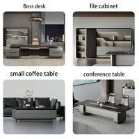 Bureau de direction moderne minimaliste haut de gamme avec texture bois pour usage commercial dans les immeubles de bureaux