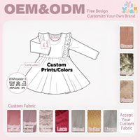 Robe longue à manches longues pour filles, imprimé floral holly, volants et fronces, en soie de lait douce, robe de fête personnalisée pour enfants, style boutique
