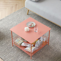 Table basse avec support de stockage de fil en métal, carrée, moderne, style nordique, noir, 2 pièces