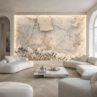 Grande dalle de quartzite Patagonia blanc naturel poli pour îlot de cuisine de luxe, comptoir, mur d'accentuation et carrelage de sol