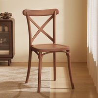 Chaise empilable en résine à dossier croisé, style ferme classique et durable, aspect bois, pour traiteur, mariages et événements