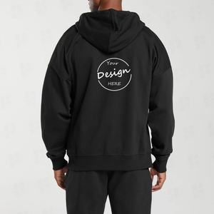 Sweat à capuche de sport pour homme en gros, hiver, 400g, épais, à fermeture éclair, respirant, ample, en molleton, avec appliqué personnalisé - Product Image 2