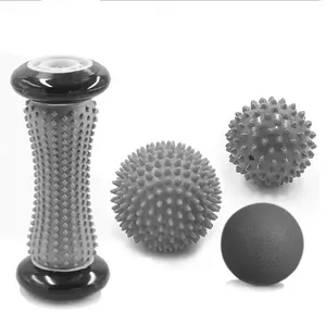 4PC Foot Massage Roller and Hard Spiky Ball Set Perfect for Plantar Fasciitis Recovery